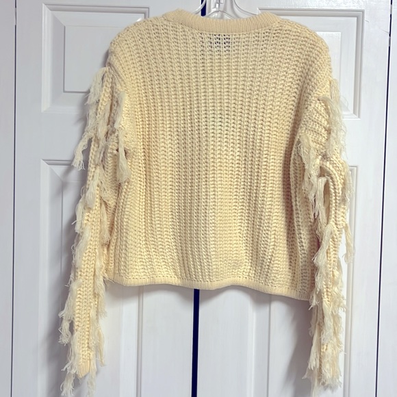 New Hayden Los Angeles Buttery Cream Fringe Sleeved Cardigan Size S/M - Picture 2 of 4